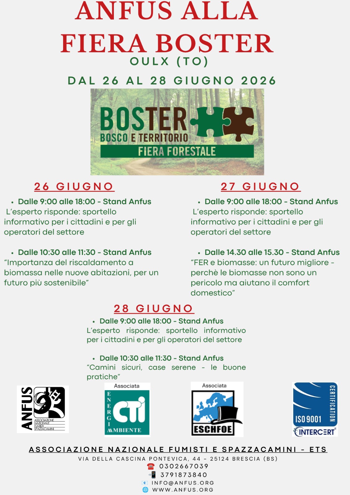 ANFUS a BOSTER 2026 | Informazione, Formazione e Workshop